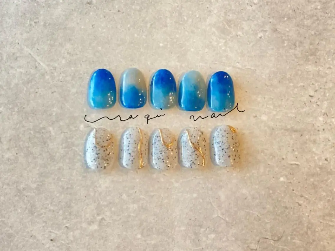 ネイル アートネイル ミラーネイル ニュアンスネイル ショートネイル 夏ネイル ハンドネイル usagi nailのネイルデザイン