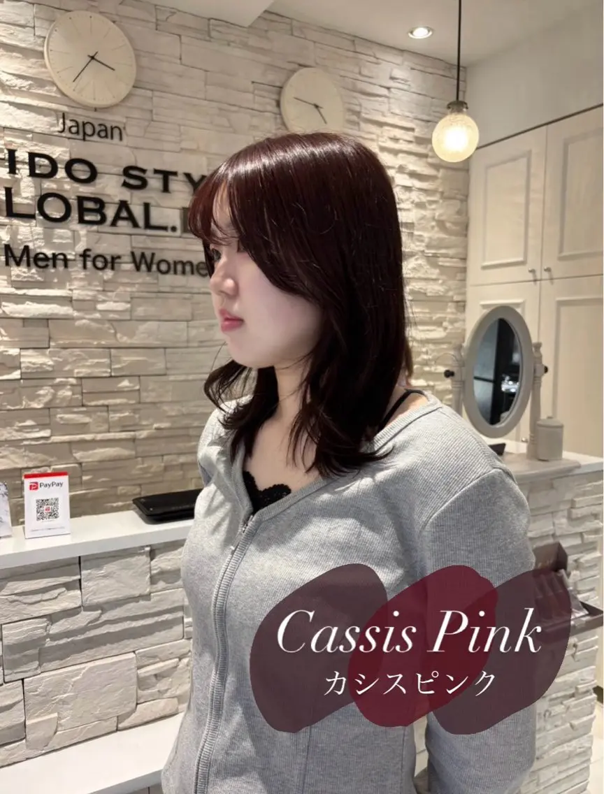 ミディアム カラー カシス ピンクカラー きづな 🌷のヘアスタイル