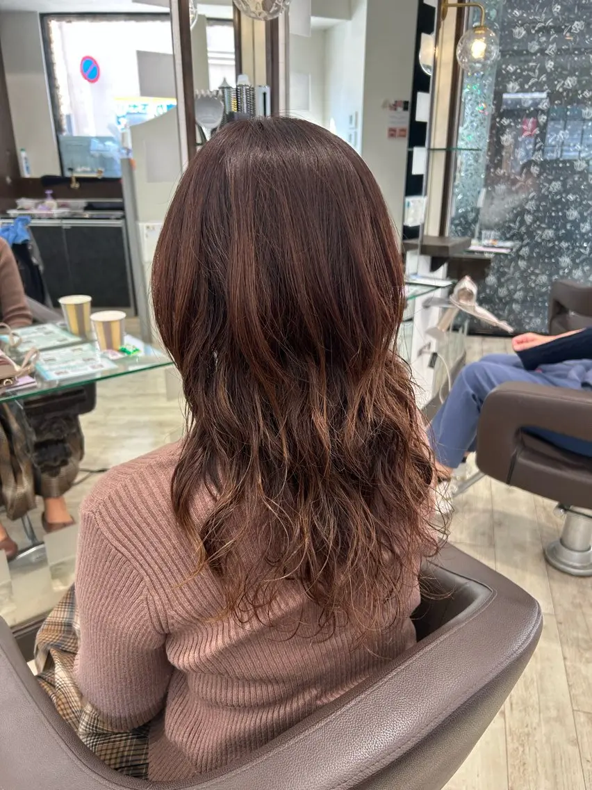 セミロング パーマ セミロングパーマ トリートメント 花澤 文子のヘアスタイル