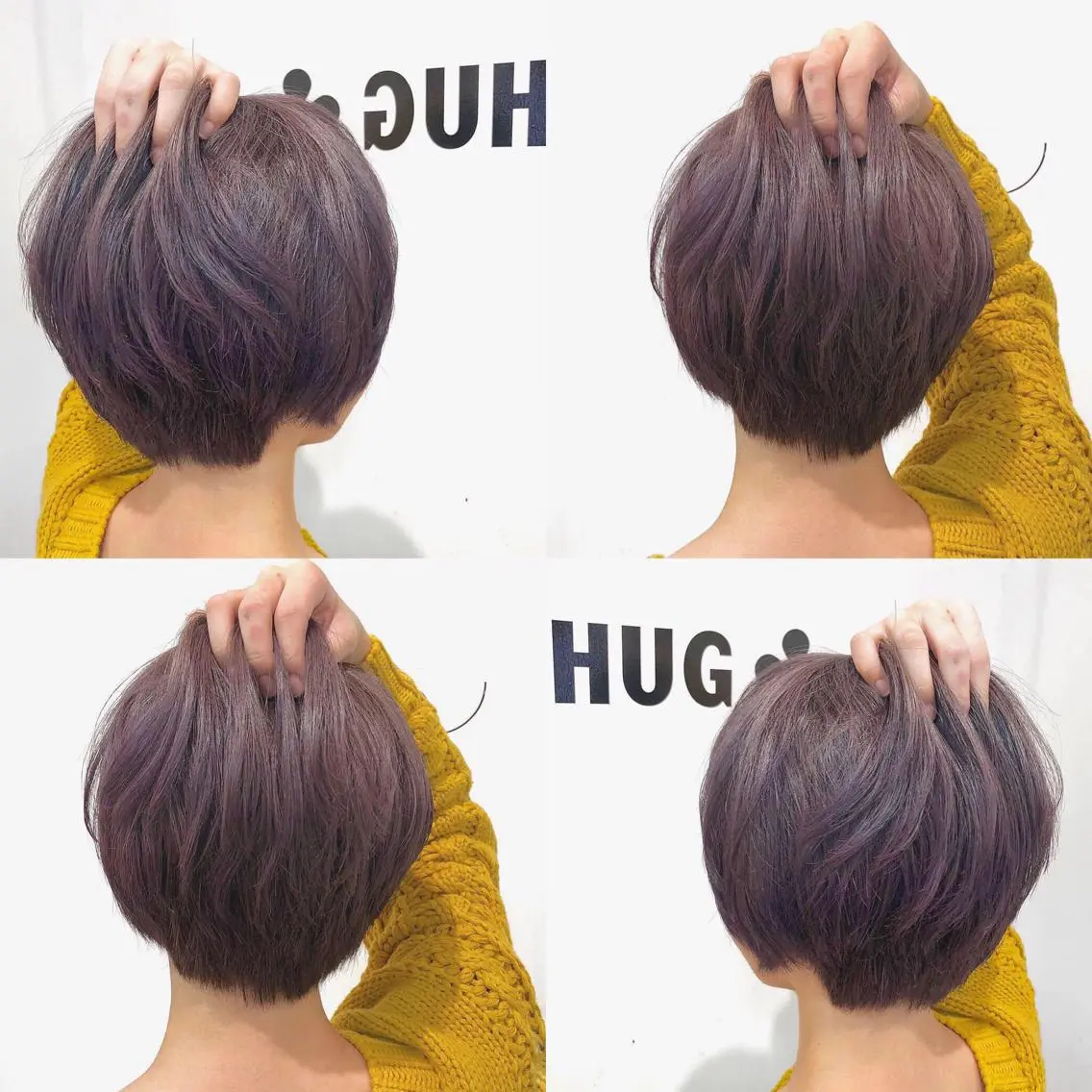 ショート カラー ヘアアレンジ アッシュ ブリーチ パープルカラー パープルアッシュ 高橋胡桃🪽 ディレクターのヘアスタイル