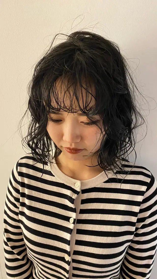 ミディアム カラー パーマ ヘアアレンジ ヘアカラー トリートメント ヘッドスパ 🌀パーマ レイヤー ボブ/marinoのヘアスタイル