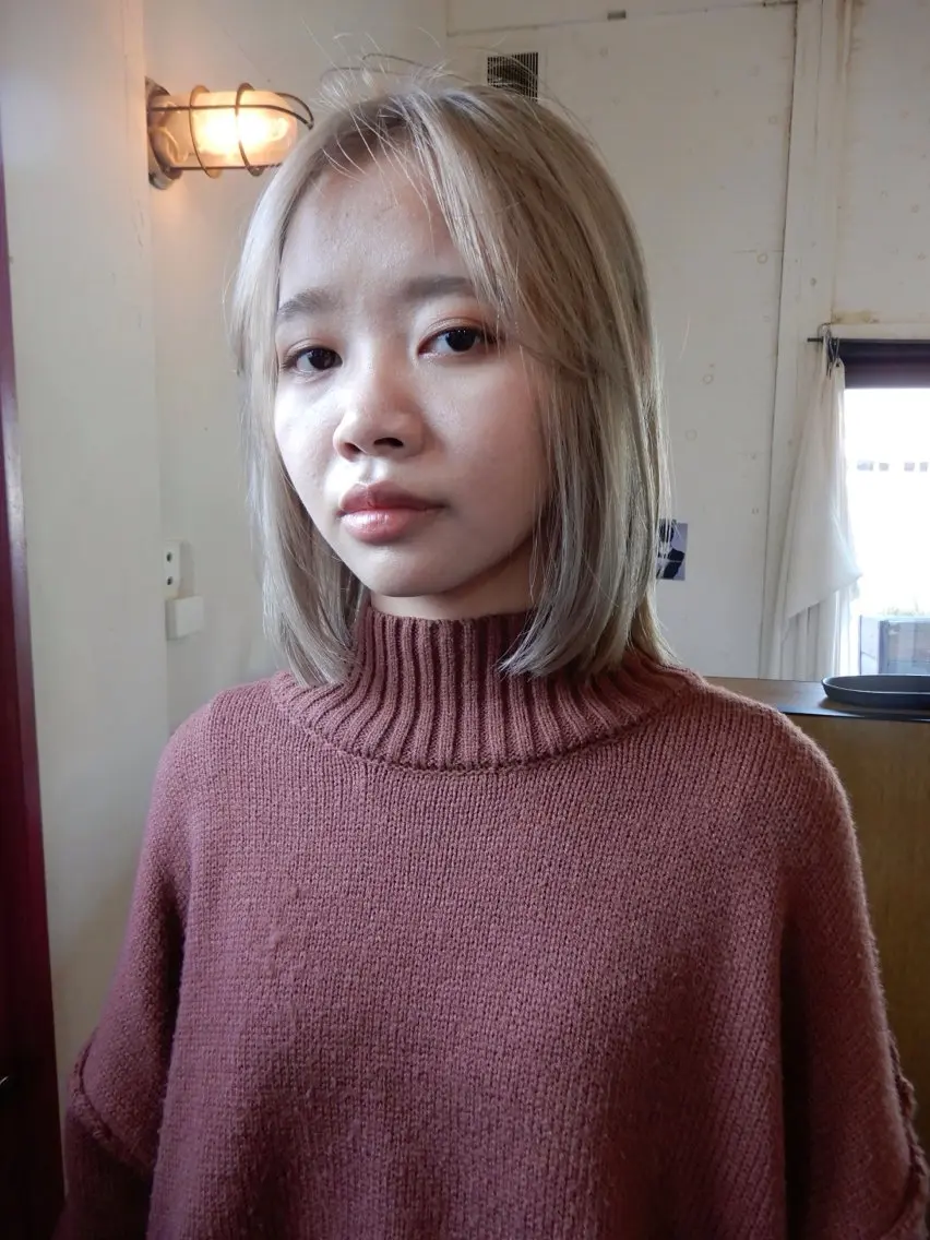 ミディアム カラー ブリーチ カット ヘアカラー デザインカット🎨 ボブ🫟おざきのヘアスタイル