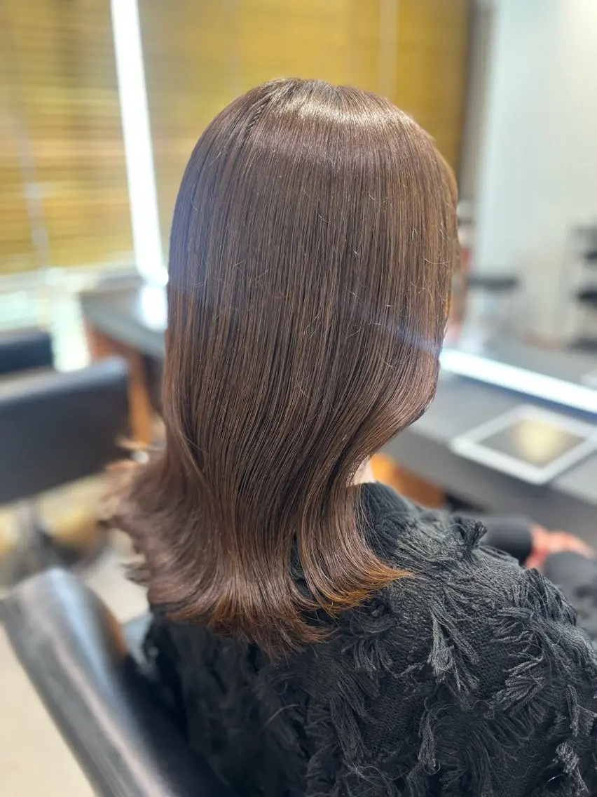 セミロング カラー ベージュカラー 透明感カラー RABU /髪質改善 伏見/ヘアケアサロンのヘアスタイル