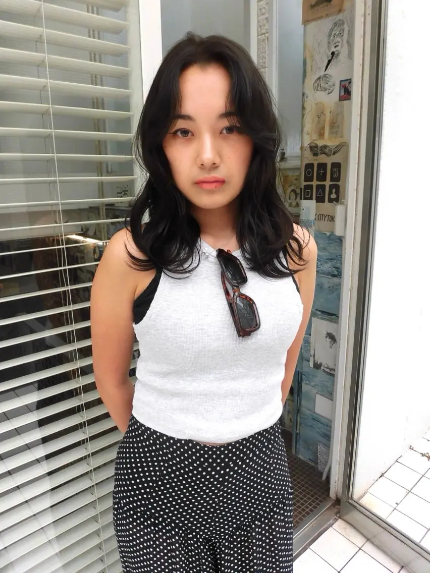 セミロング カラー 透明感カラー ダブルカラー グレージュ オリーブグレージュ オリーブグレー ヘアカラー 工藤 姫和のヘアスタイル