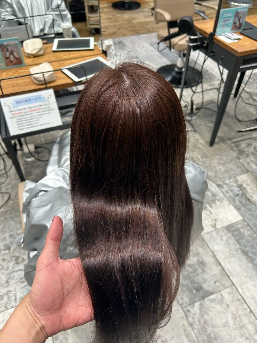 ロング カラー ヘアカラー トリートメント ヘッドスパ 透明感カラー 大工廻あすやのヘアスタイル