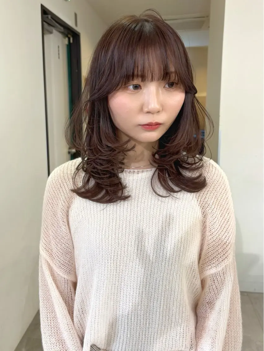 ロング カラー レイヤーカット mizuki/ピンク ベージュ.レイヤーのヘアスタイル