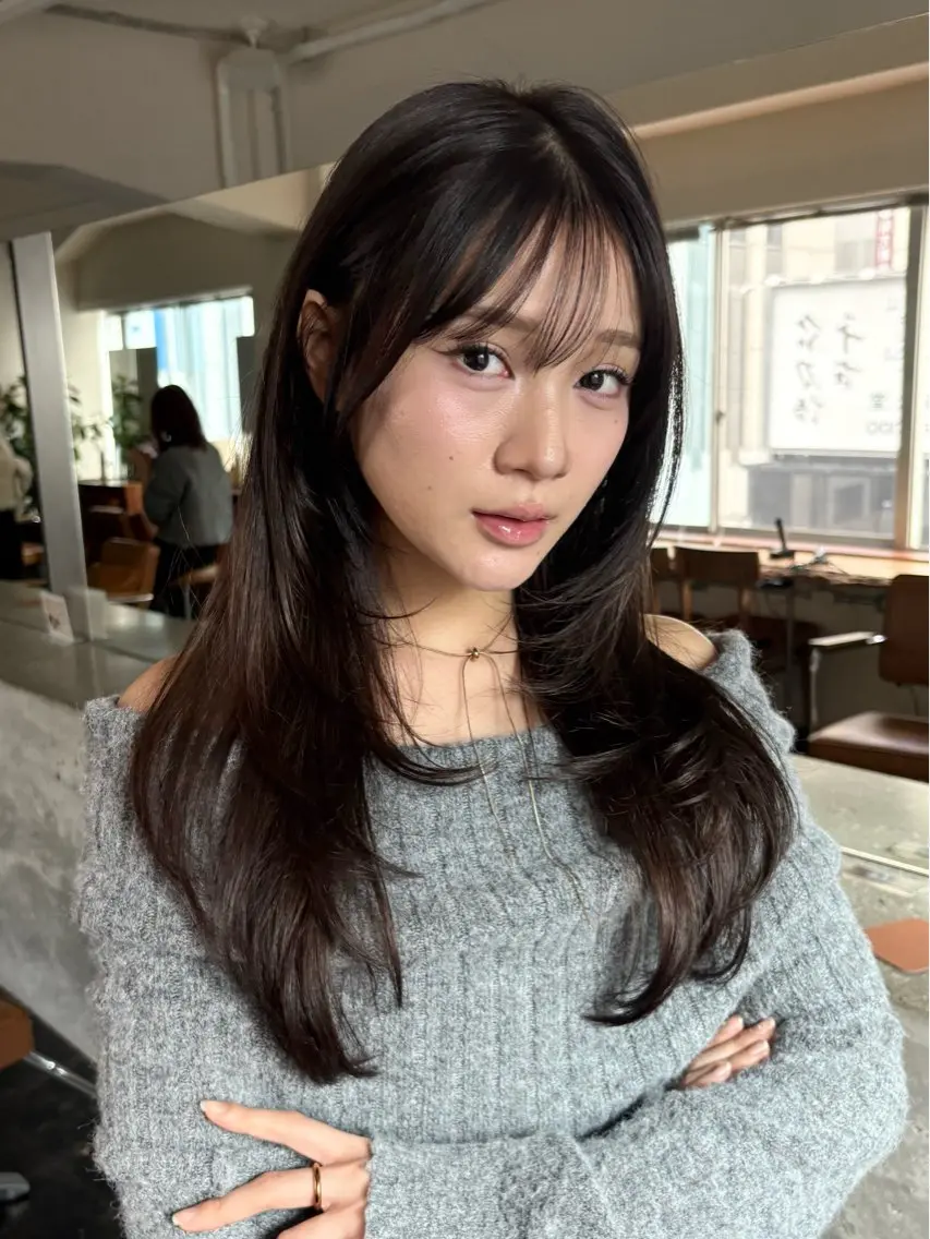 セミロング カット ヘアカラー トリートメント 透明感カラー/顔周り カット/ののか💞のヘアスタイル