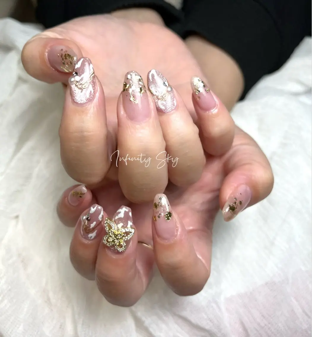 ネイル アートネイル ロングネイル マグネットネイル ミラーネイル ハンドネイル infinity skyのネイルデザイン