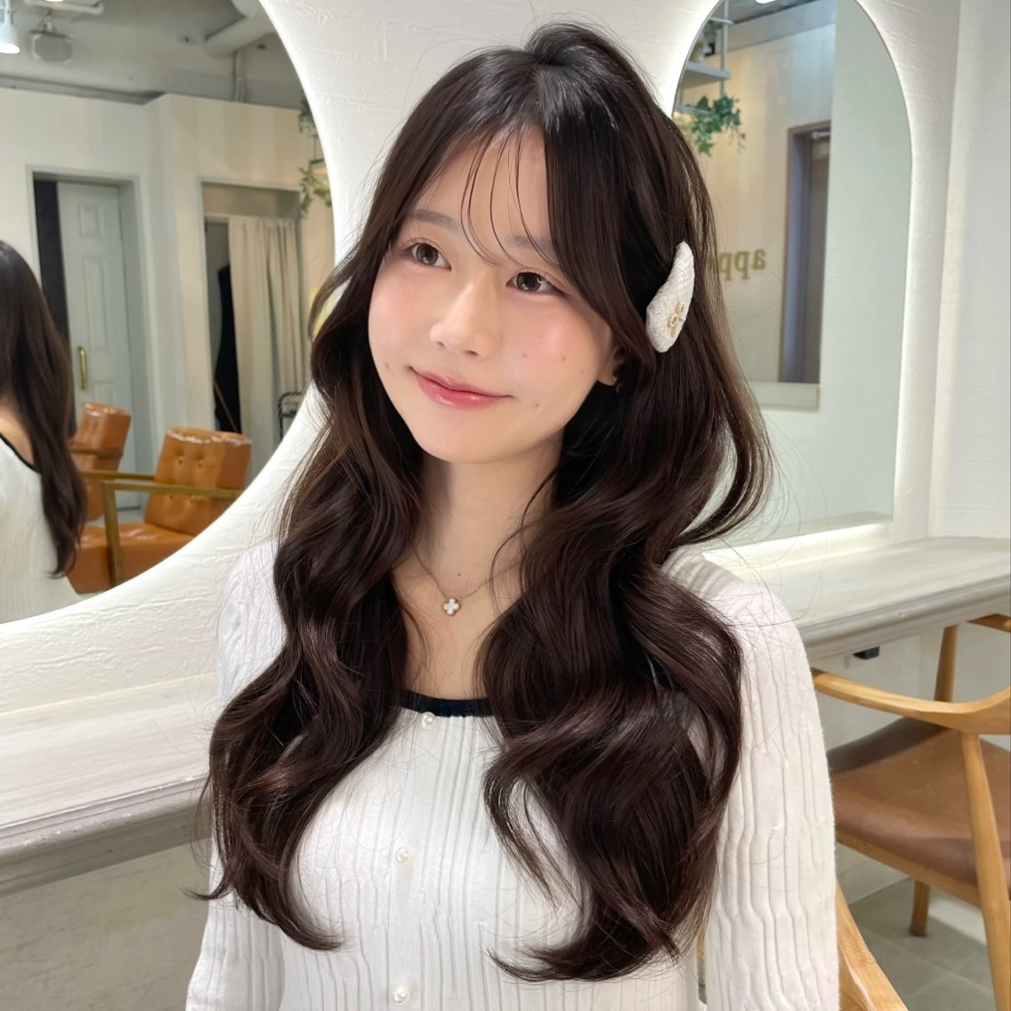 ロング カラー カット ヘアカラー トリートメント ブリーチなしダブル/ 顔周り/大村真咲のヘアスタイル