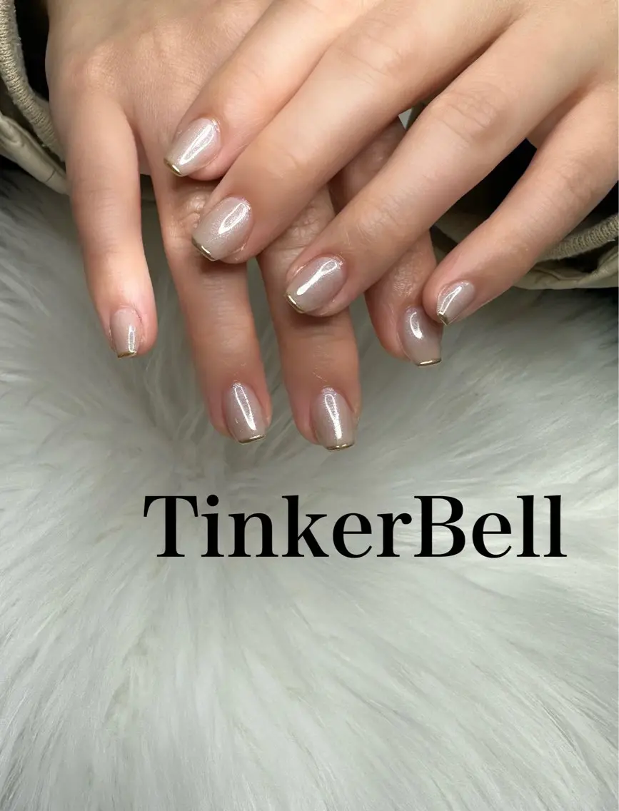 ネイル ミラーネイル シンプルネイル ハンドネイル Tinker Bellのネイルデザイン