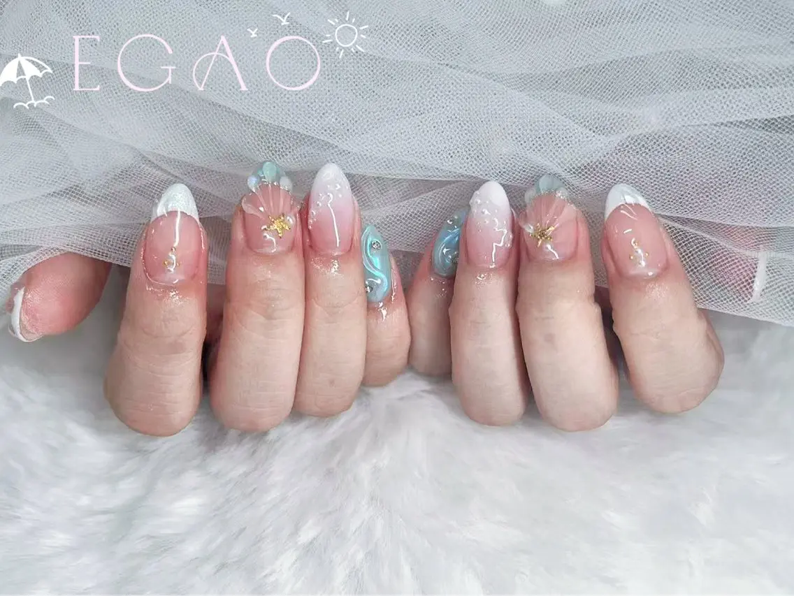 ネイル アートネイル フットネイル フレンチネイル ジェルネイル グラデーション ハンドネイル EGAO NAIL 錦糸町店のネイルデザイン