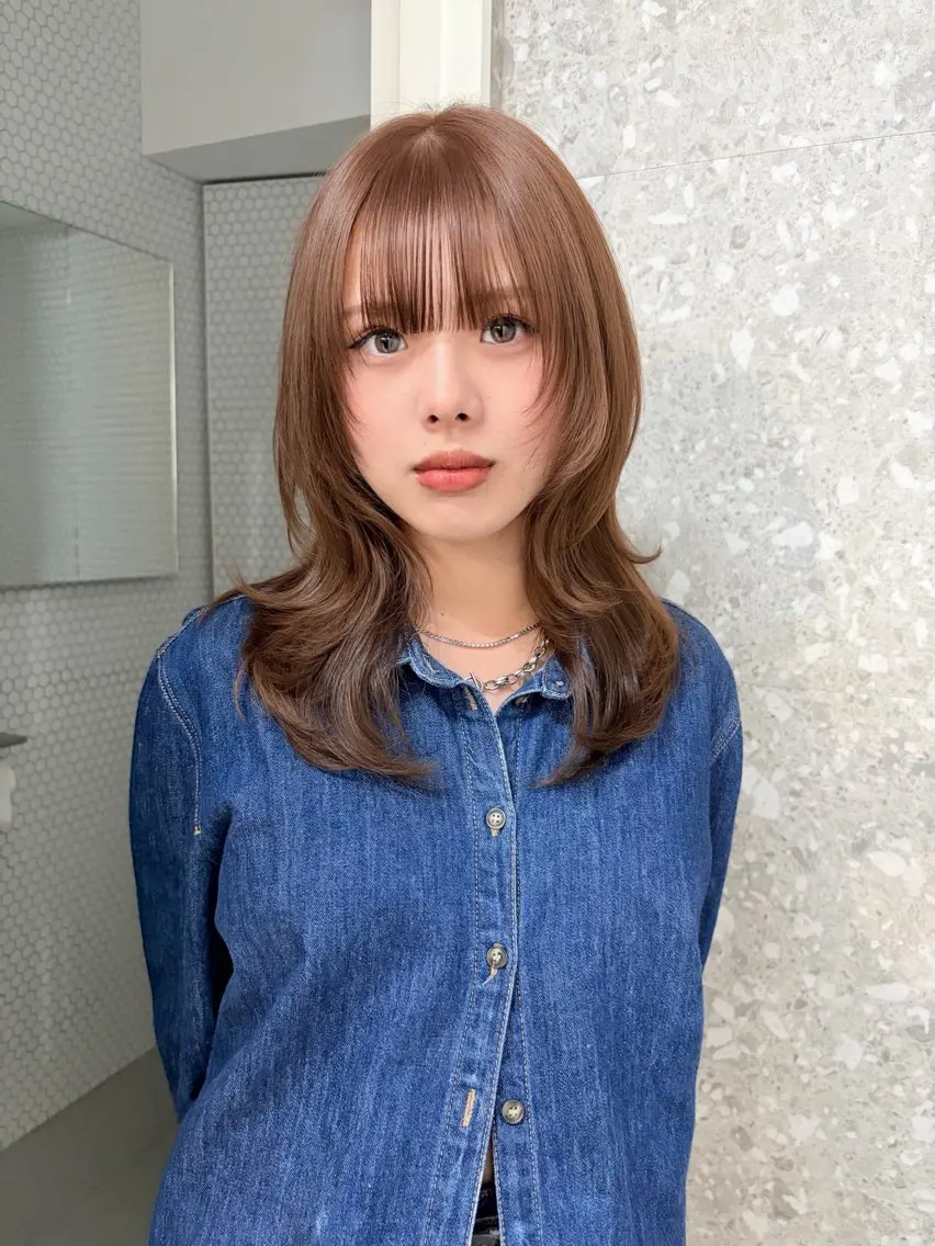 ミディアム カラー ヘアカラー トリートメント ハッシュカット&艶々 ハイトーン/ミワのヘアスタイル