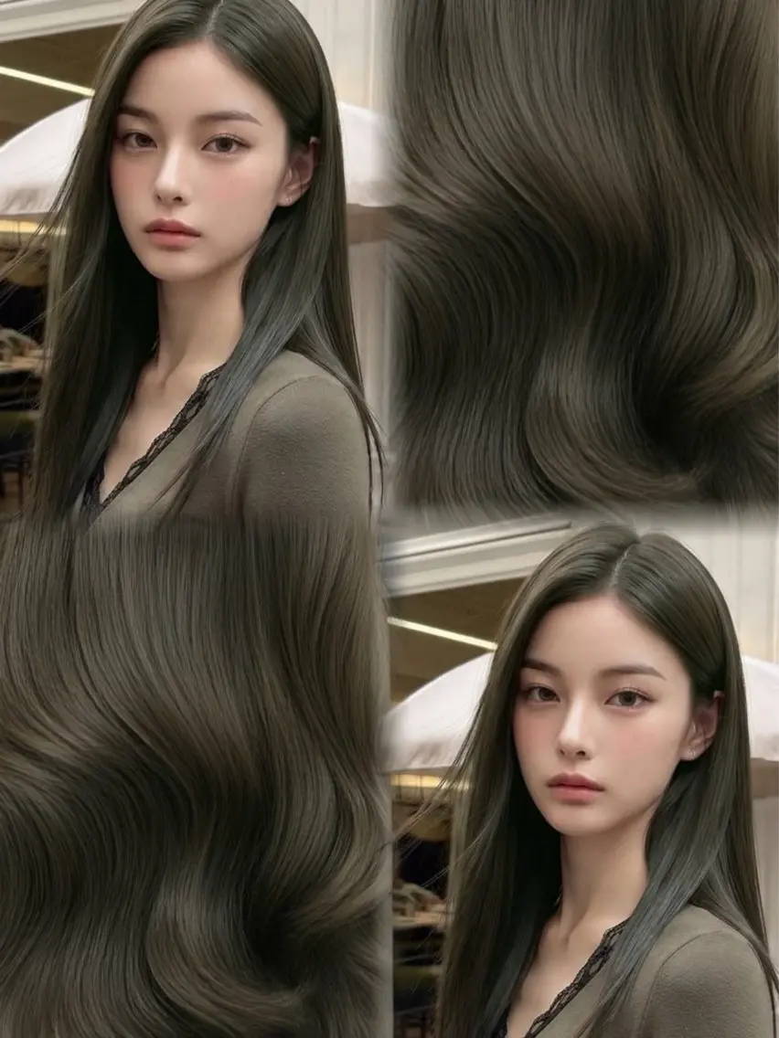ロング カラー パーマ ベージュカラー ブリーチ 透明感カラー ダブルカラー グレージュ カット ヘアカラー TOMO/ブリーチ 無しオリーブのヘアスタイル
