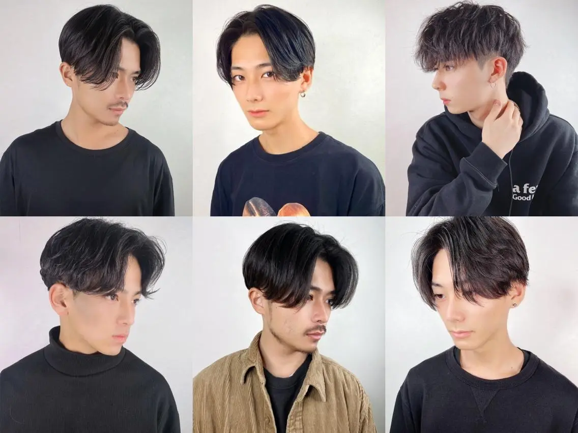 メンズ メンズバレイヤージュ メンズブリーチ センターパート メンズハイライト メンズインナーカラー カット ヘアカラー パーマ ＿WHITE鳳店 アンダーバーホワイトのヘアスタイル