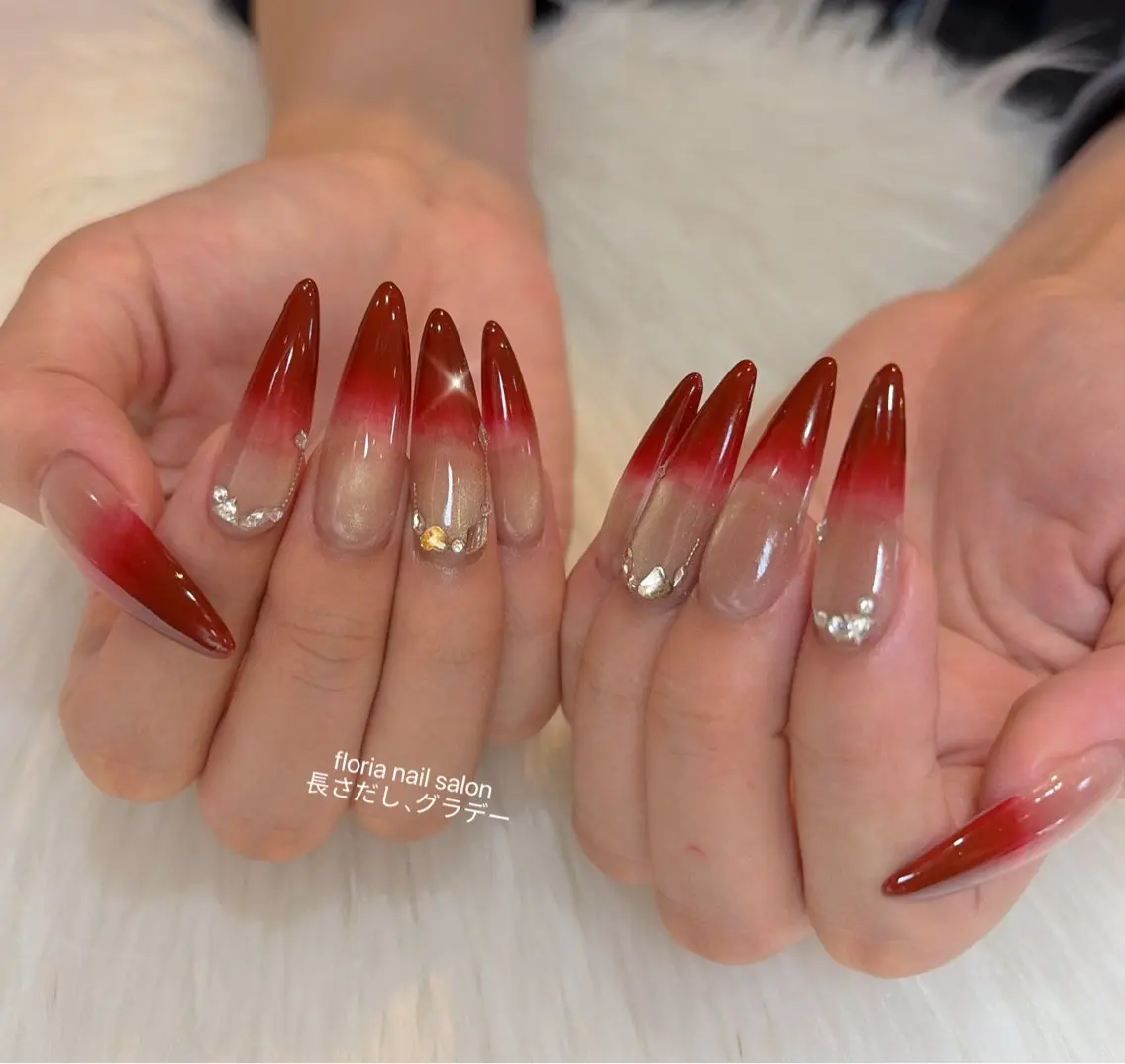ネイル アートネイル ブルー ブラウン ドット フラワーネイル ハンドネイル Floria nail salonのネイルデザイン