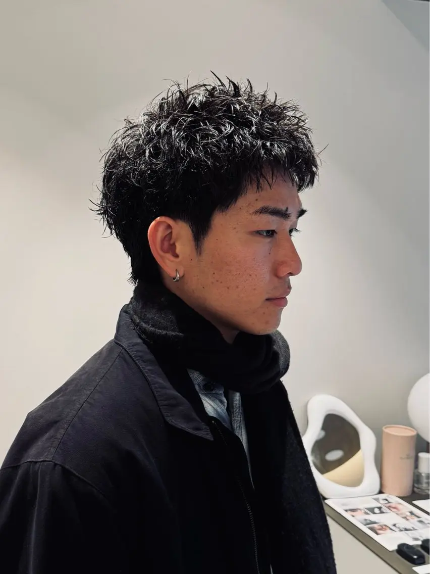 ショート パーマ メンズ メンズパーマ ショートヘア カット パーマ ラフショート メンズパーマ 丸山のヘアスタイル