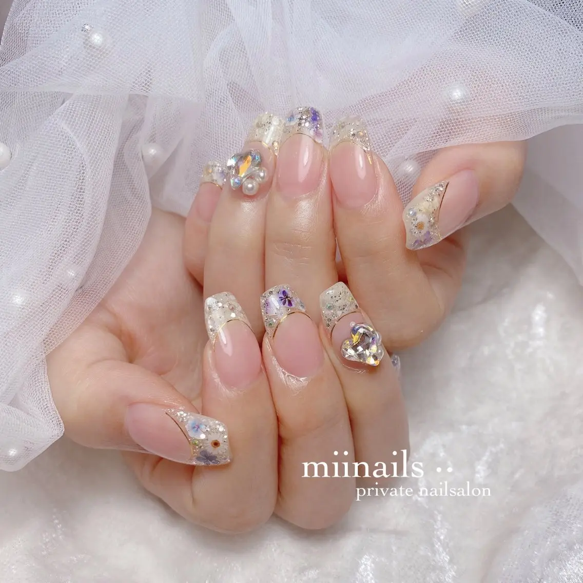ネイル フレンチネイル 韓国ネイル ワンホンネイル ハンドネイル nailsalon miinailsのネイルデザイン
