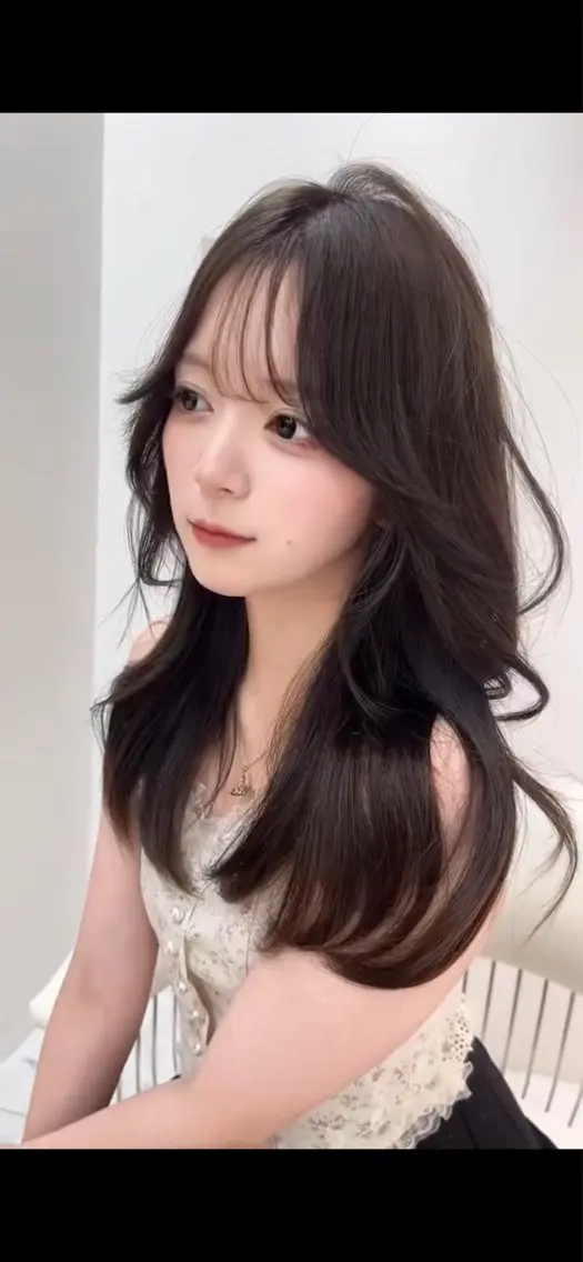 ミディアム カット ヘアカラー トリートメント 💖しの💖韓国ヘア レイヤーカットのヘアスタイル