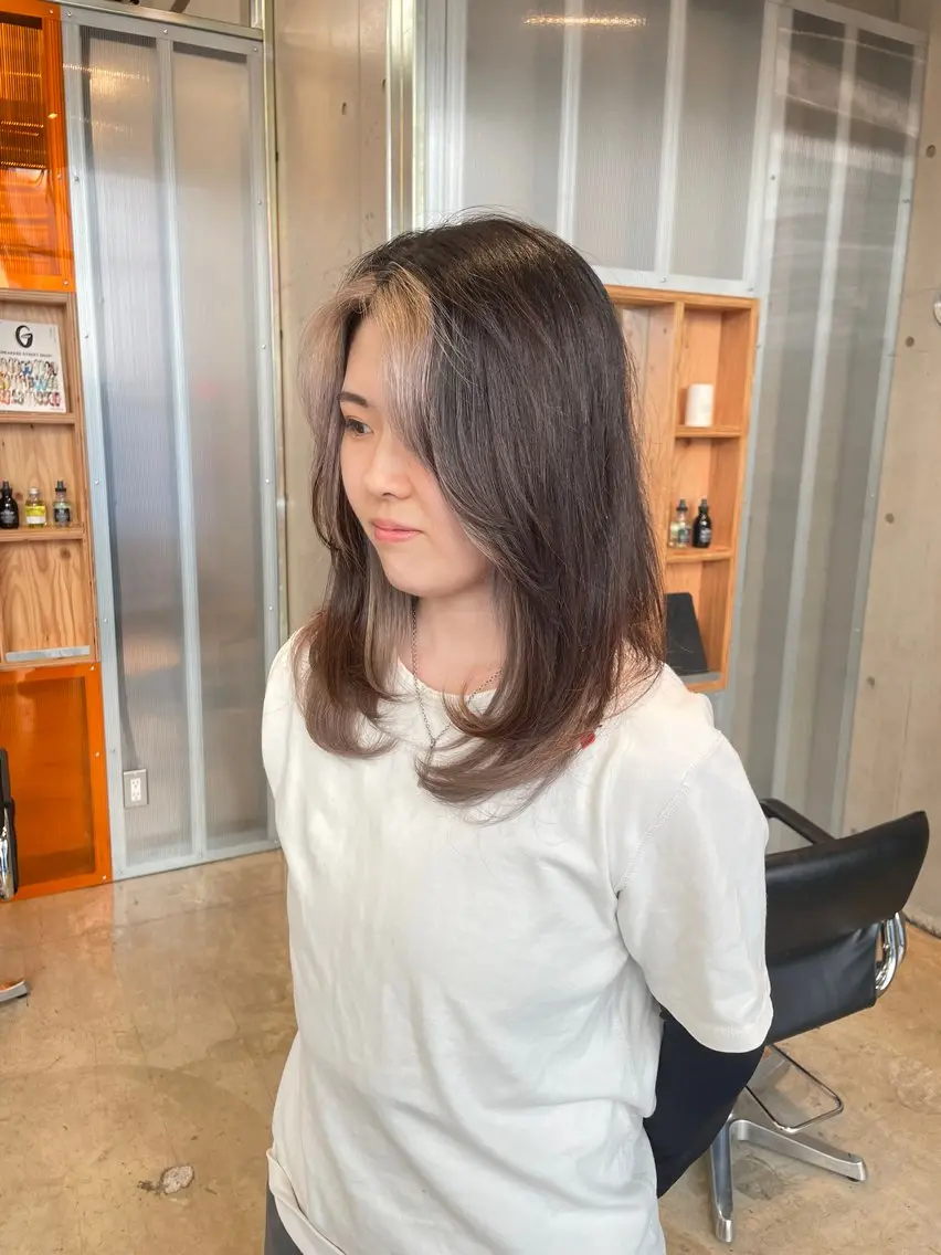セミロング 顔周りカット カット ヘアカラー KOUSUKE /レイヤーカットのヘアスタイル