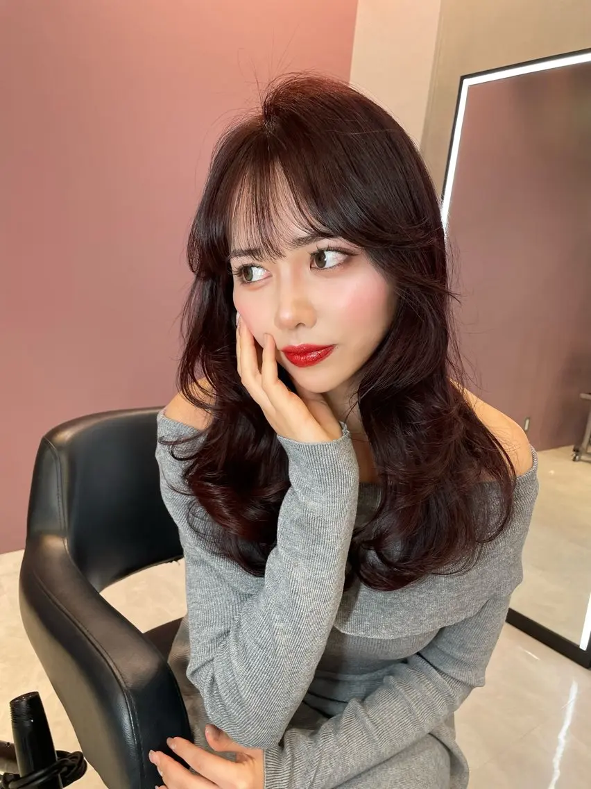 セミロング カット ヘアカラー トリートメント 韓国✖️網紅🖤 パーマYURIYAのヘアスタイル