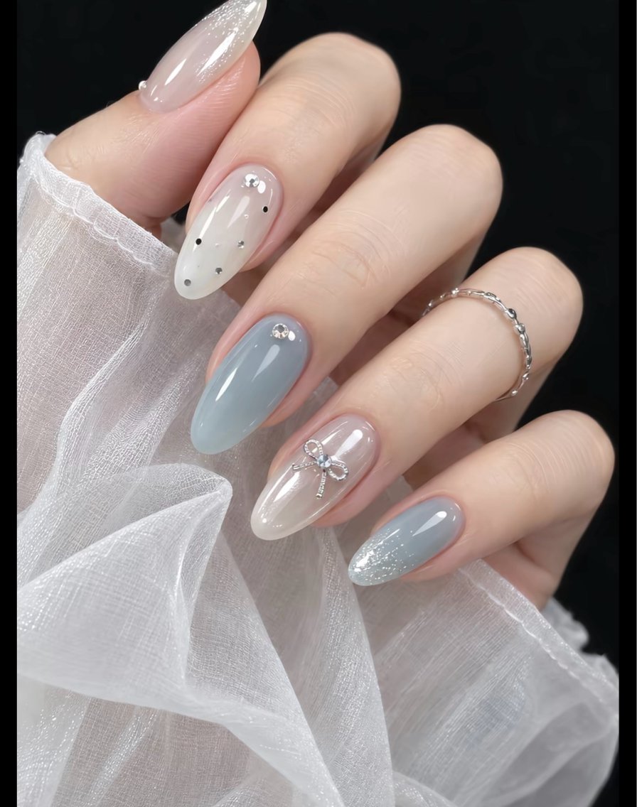 ネイル 長さ出し フレンチネイル グラデーション 韓国ネイル マグネットネイル ハンドネイル Lannie nailのネイルデザイン