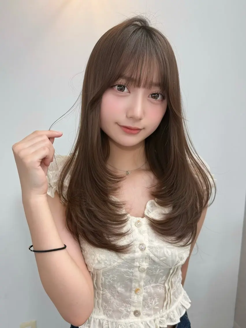 ロング カラー ブラウンカラー 透明感カラー グレージュ レイヤーカット ヘアカラー 結べるレイヤー/ 透明感カラー/和奏のヘアスタイル