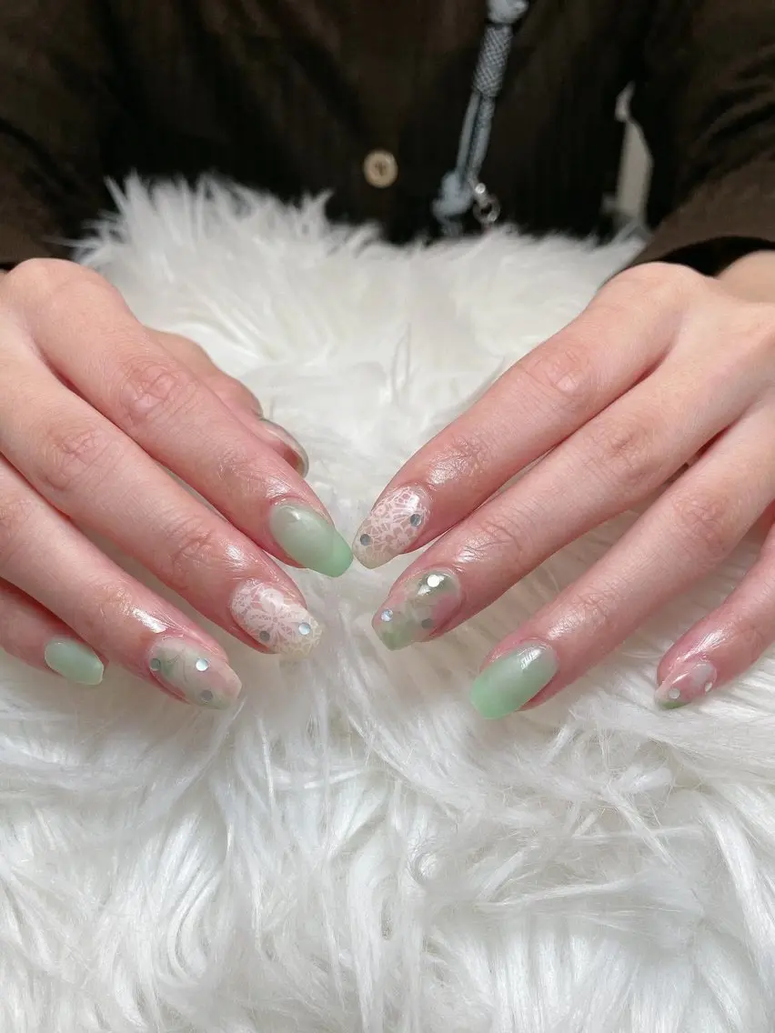 ネイル 長さ出し フレンチネイル グラデーション 韓国ネイル マグネットネイル ハンドネイル Lannie nailのネイルデザイン