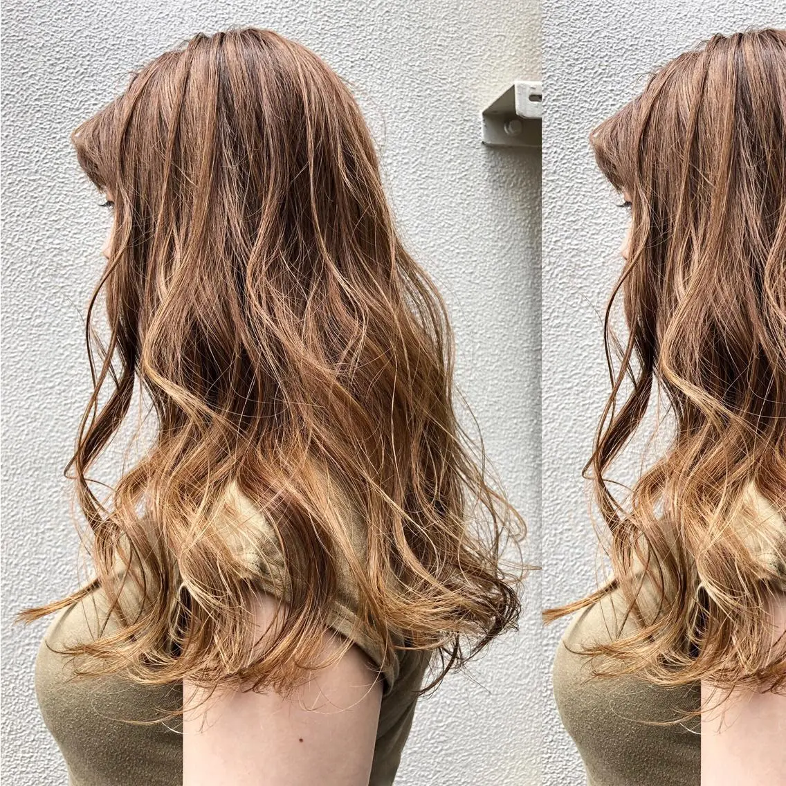 セミロング カラー ベージュカラー ハイライトカラー イルミナカラー ハイライト カット ヘアカラー トリートメント ツキノキ　ミナ 8月から西梅田店のヘアスタイル