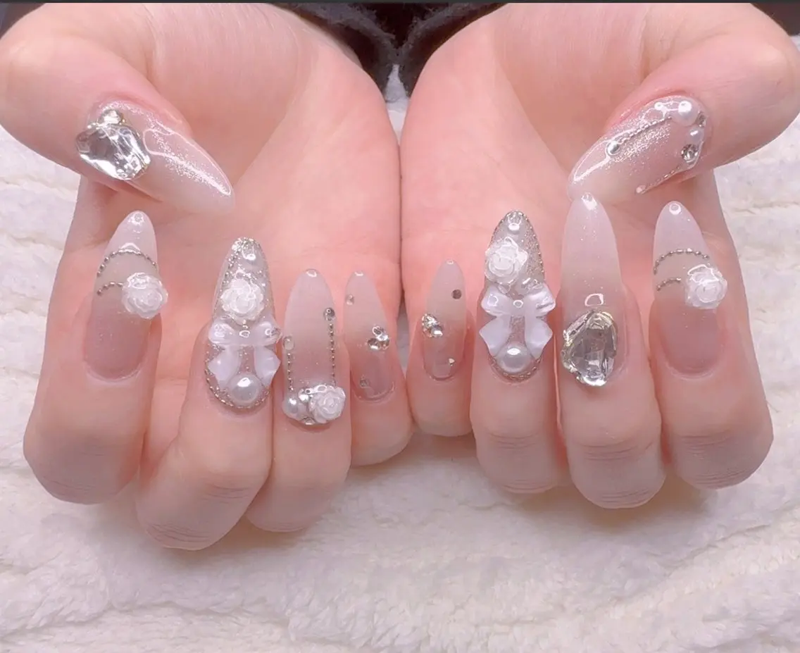 ネイル リボン ハンドネイル cat‘s nail🐈⬛のネイルデザイン