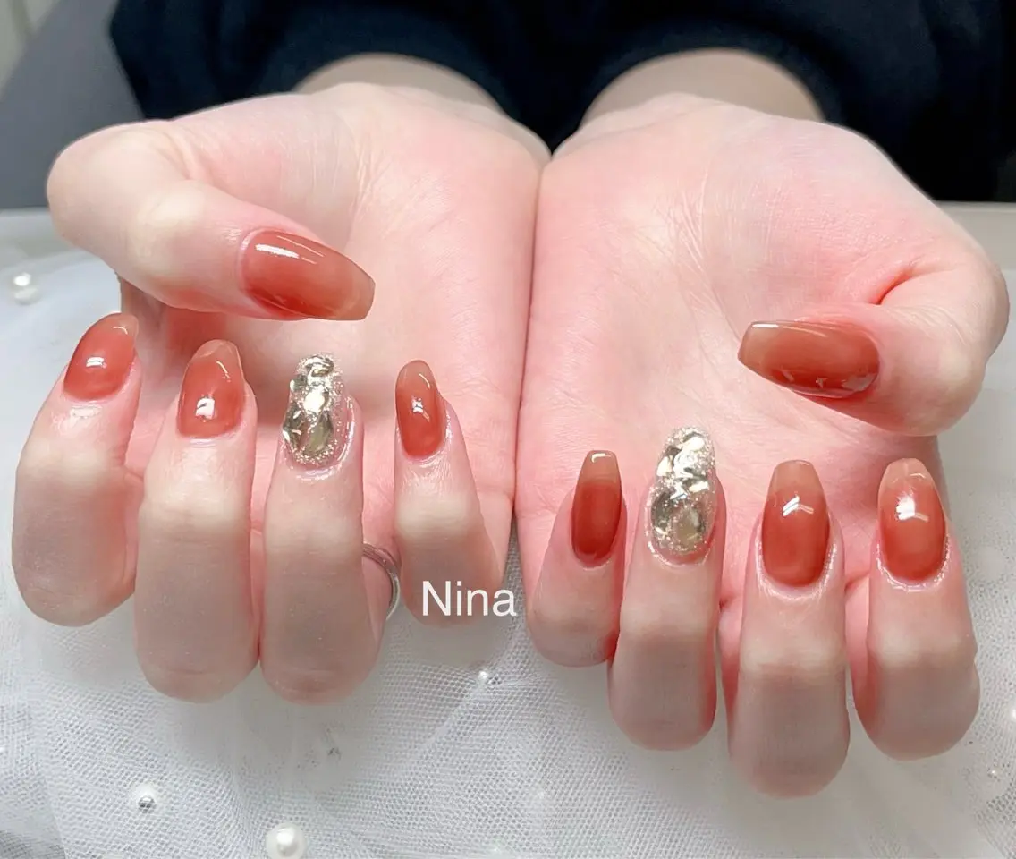 [自爪]埋め尽くしネイル+ワンカラー¥5580の写真