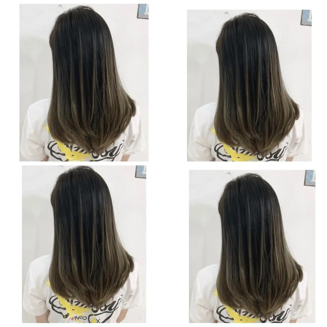 セミロング カラー アッシュ バレイヤージュ ブリーチ デザインカラー グレージュ カット ヘアカラー トリートメント 京都大人女性ショート 徒歩1分/秋山のヘアスタイル