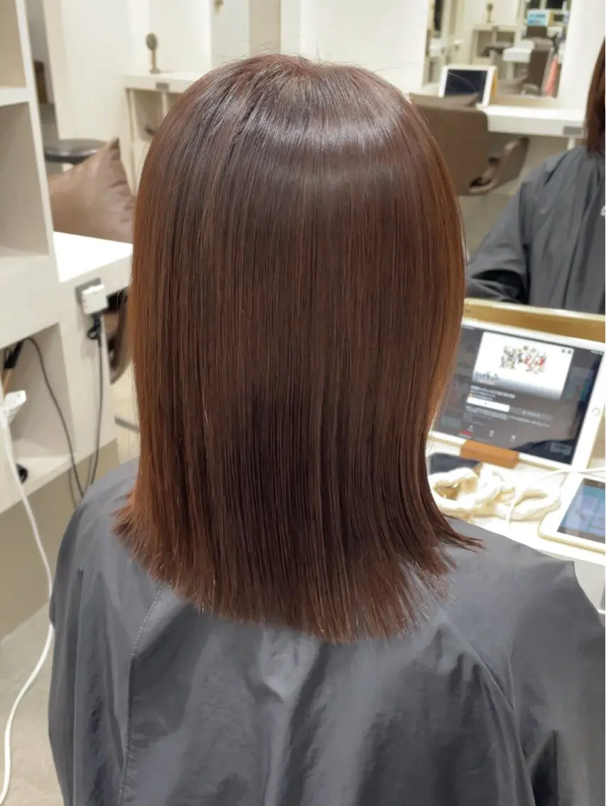 セミロング カラー 髪質改善 縮毛矯正 トリートメント 美髪矯正特化美容師✨ あんりのヘアスタイル