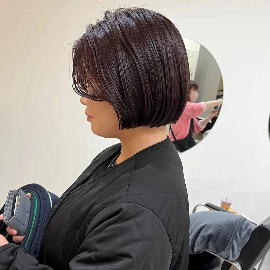 ショート カラー ブラウンカラー ラベンダーカラー ラベンダーブラウン ボブ カット ヘアカラー トリートメント ボブ/透明感カラー /坂口恵梨子のヘアスタイル