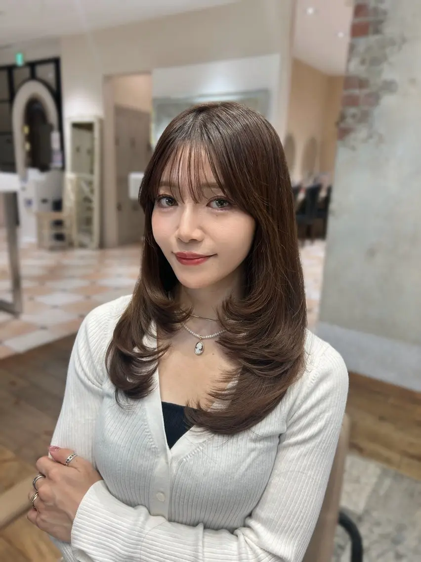 ロング カット ヘアカラー トリートメント 🎀大竹美侑/顔まわ りカット/レイヤーのヘアスタイル