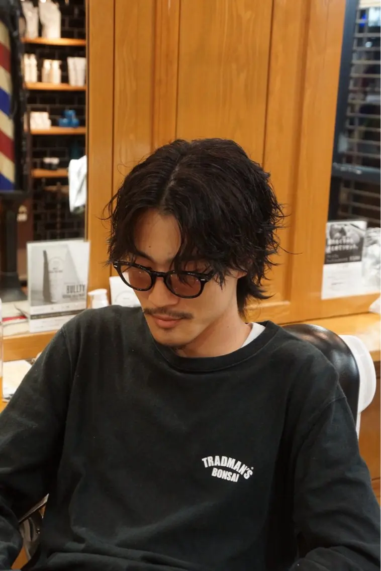 ミディアム パーマ メンズ 濵田 蘭のヘアスタイル