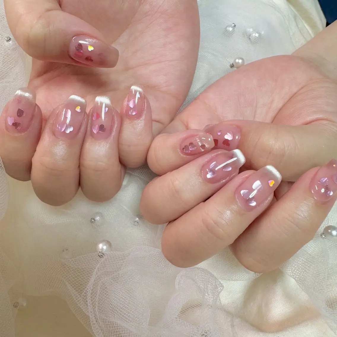 ネイル ハート マグネットネイル nail salon e'mu💐のネイルデザイン
