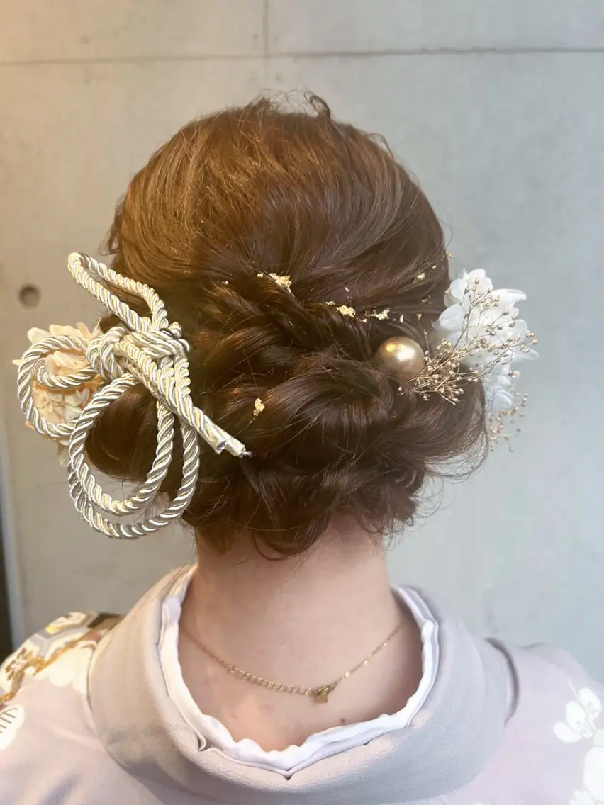 ミディアム ヘアアレンジ 着付け 勝野 麻美のヘアスタイル
