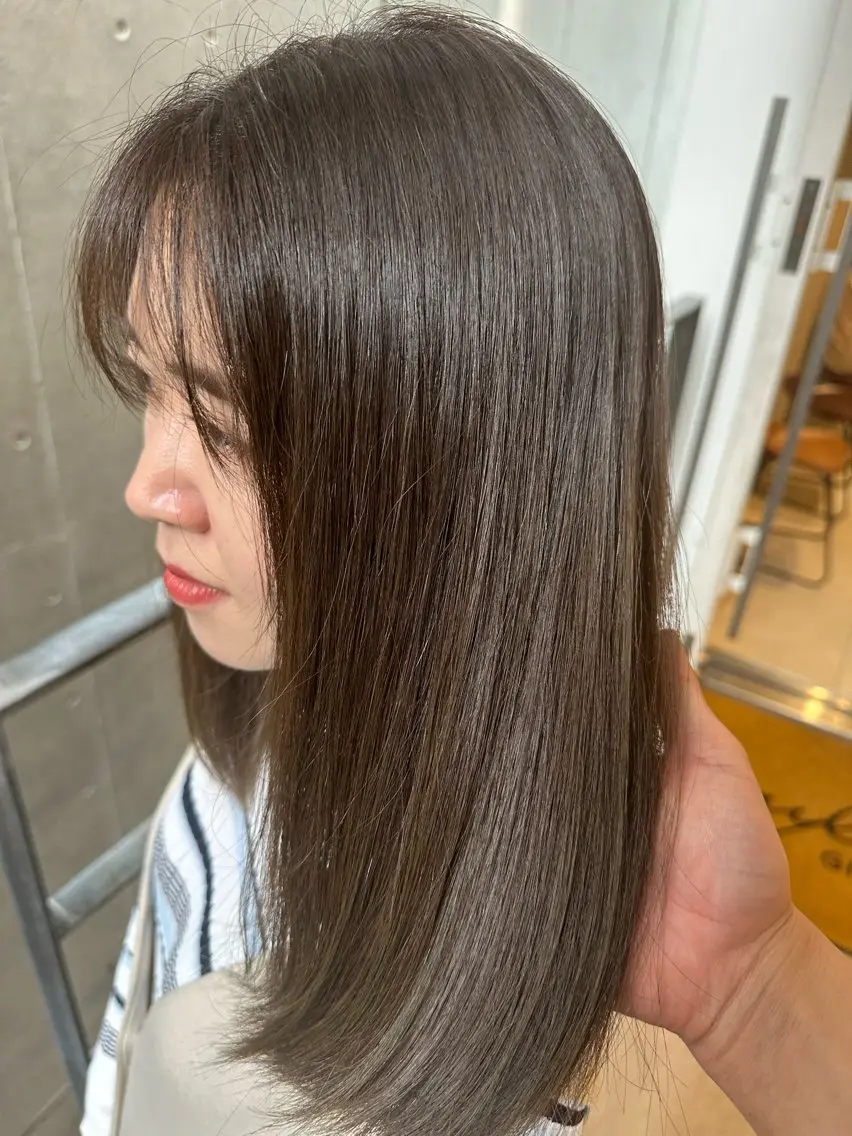 ミディアム カラー パーマ ミディアムパーマ 髪質改善 ストレートパーマ 髪質改善/韓国風 レイヤー/田村祐樹のヘアスタイル