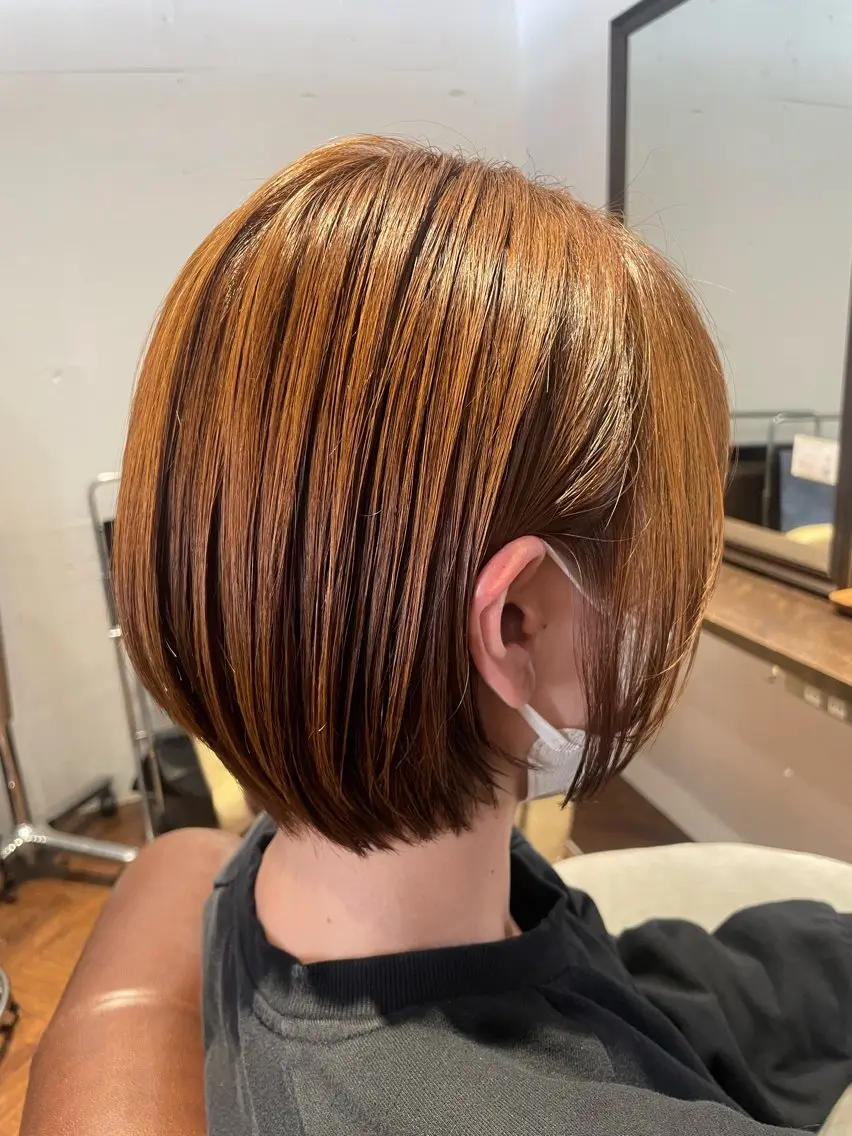 ショート カラー ボブ くびれヘア 髪質改善 韓国風ヘア ショートヘア ◇おの あすか◇のヘアスタイル