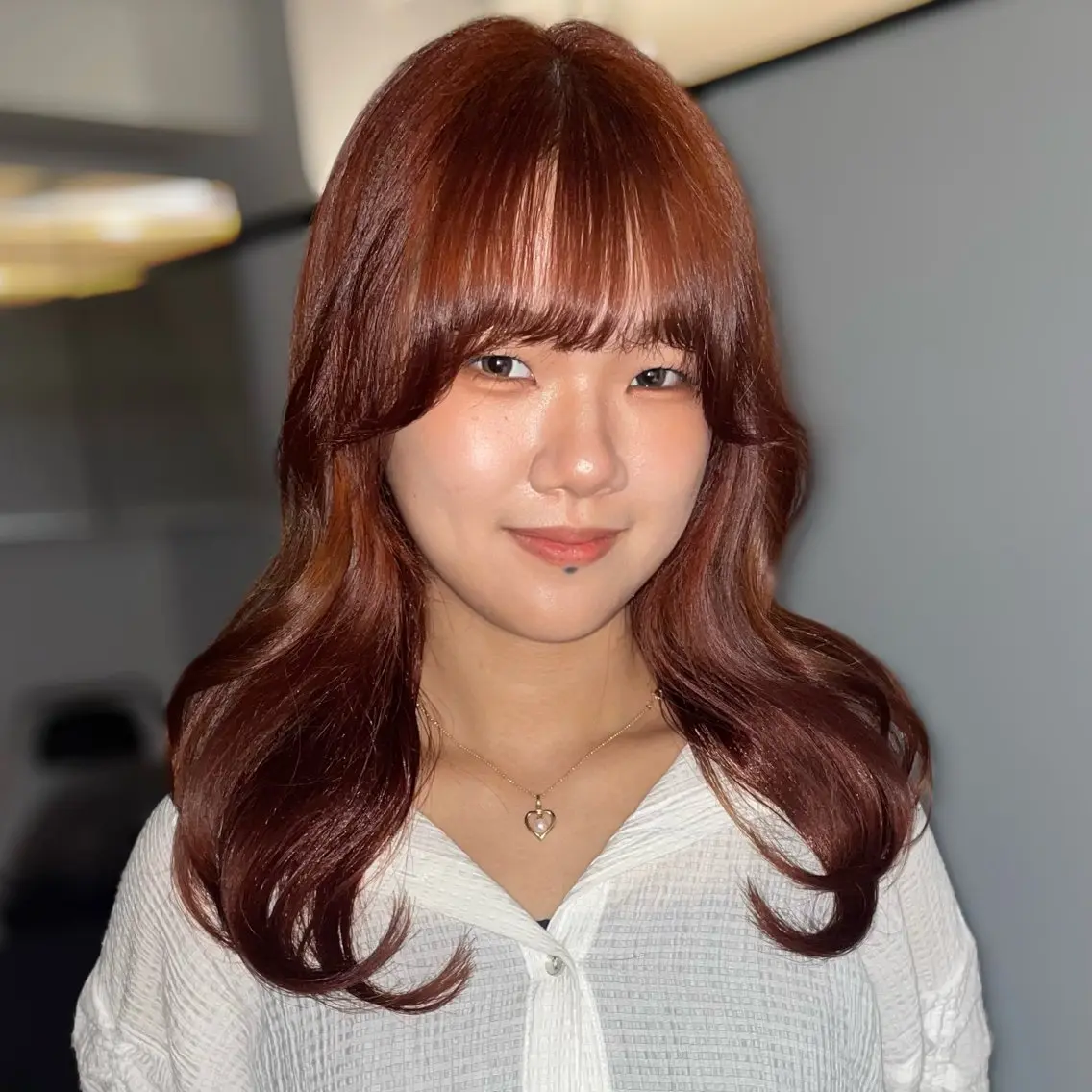 セミロング カラー ブリーチ ブラウンカラー オレンジ オレンジブラウン ヘアカラー トリートメント 💝ブリーチ ショート/れい💝のヘアスタイル