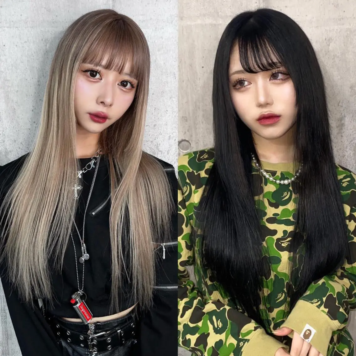 ロング カラー シールエクステ アッシュ ベージュカラー ブラウンカラー ハイライトカラー エクステ SHURI❤️🔥 中/韓mix ♡のヘアスタイル