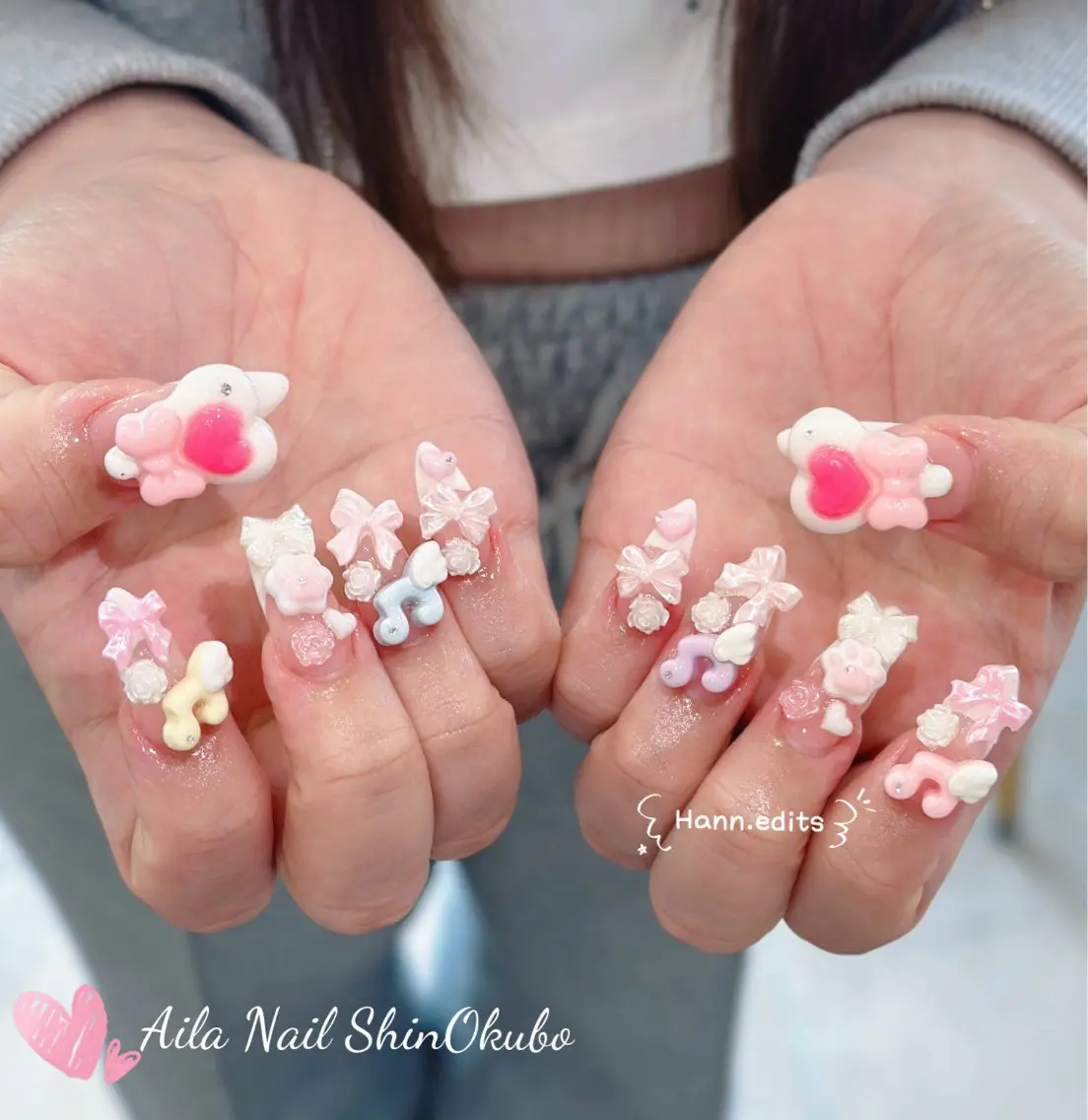 ミディアム 韓国風ヘア ハンドネイル Aila Nail ShinOkuboのネイルデザイン