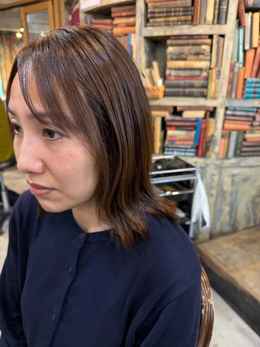 ミディアム カラー ヘアアレンジ ミディアムレイヤー ブラウンカラー くびれヘア レイヤーカット 外ハネヘア カット ヘアカラー トリートメント 🍀Ryosuke 🍀のヘアスタイル