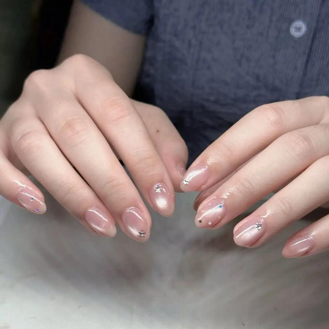 ネイル チークネイル ドット フレンチネイル グラデーション 韓国ネイル ハンドネイル Minette nailrinrinのネイルデザイン