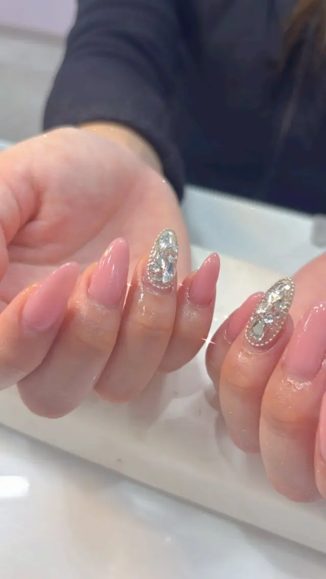 ネイル ピンク ハンドネイル 鶴橋wooone nail.rieのネイルデザイン