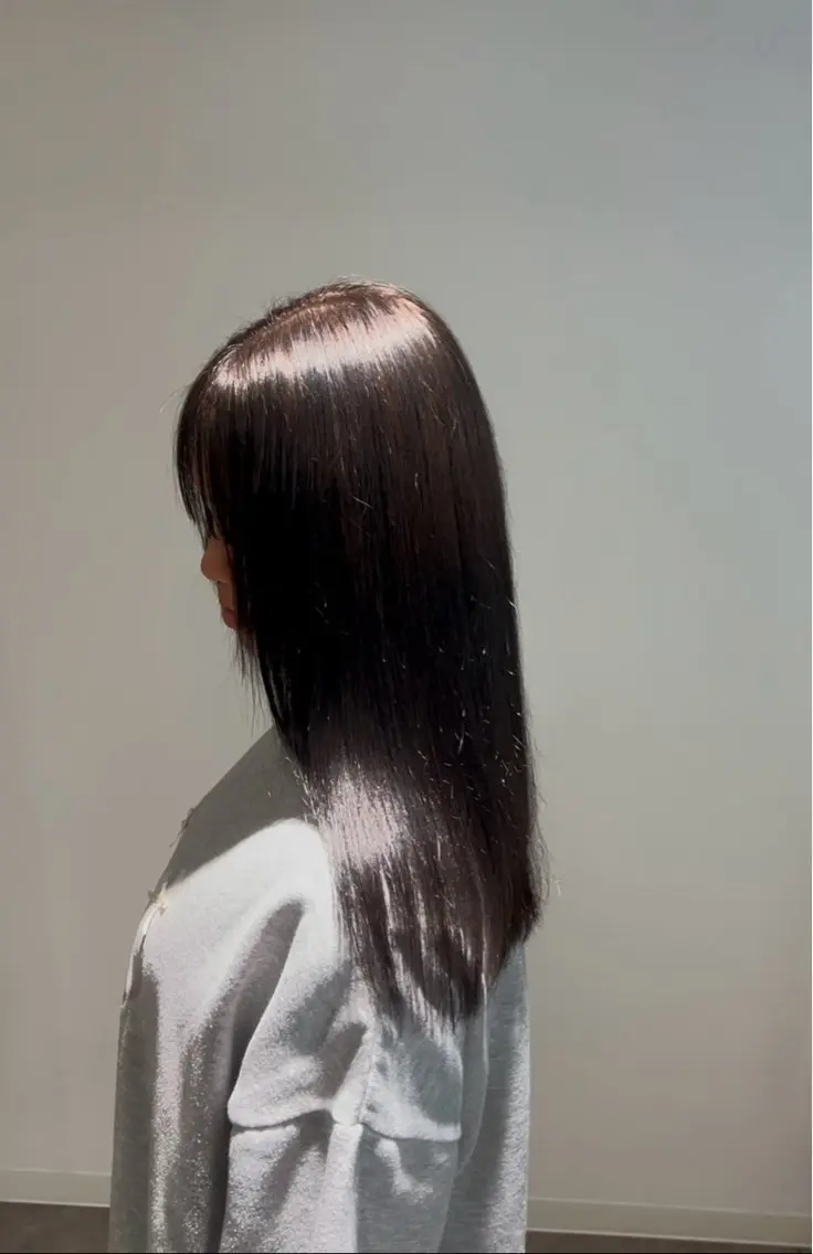 ロング カット 縮毛矯正 トリートメント タナカ レイヤのヘアスタイル