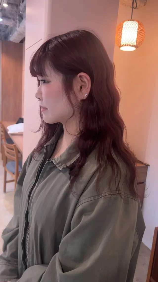 ロング カラー ヘアアレンジ レッドカラー ヘアカラー 🎀suzuna 透明感colorのヘアスタイル
