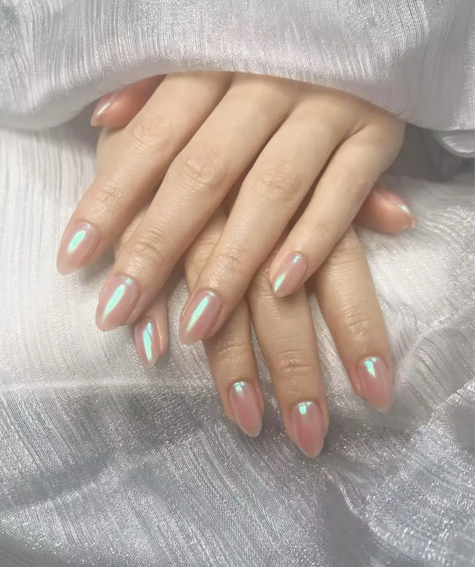 ネイル オーロラネイル 長さ出し フットネイル 韓国ネイル ラメ(グリッター) ハンドネイル THUMBS UP NAILのネイルデザイン