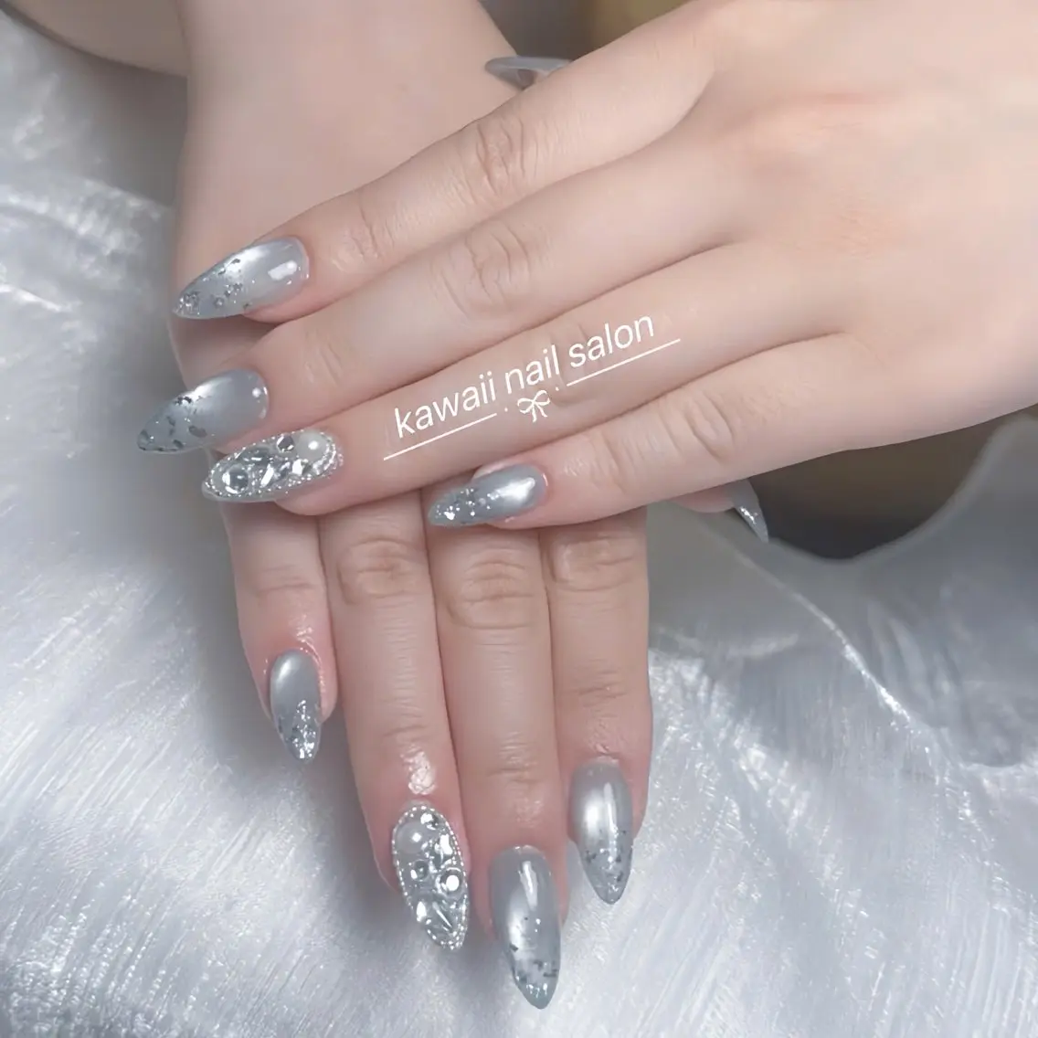 ネイル チークネイル ドット フレンチネイル 韓国ネイル レース ハンドネイル ハンドケア Kawaii Nail Salonのネイルデザイン