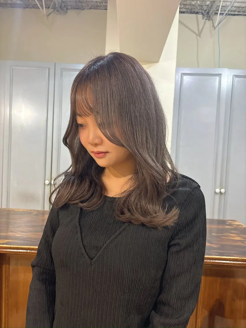 セミロング カット ヘアカラー ブリーチなしベージュ カラー✨Takeのヘアスタイル